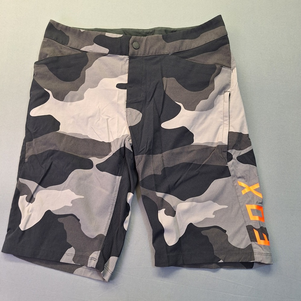 Fox Racing Ranger Mens MTB Camo Shorts Grey Black Orange Size 34 Mountain Bike